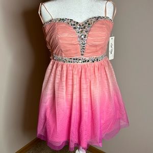 Pink ombré beaded prom dress